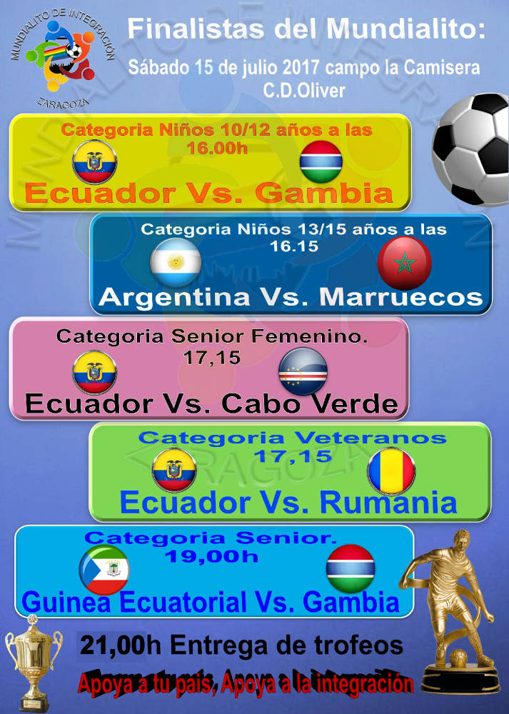 Cartel finales del Mundialito Integración Zaragoza 2017