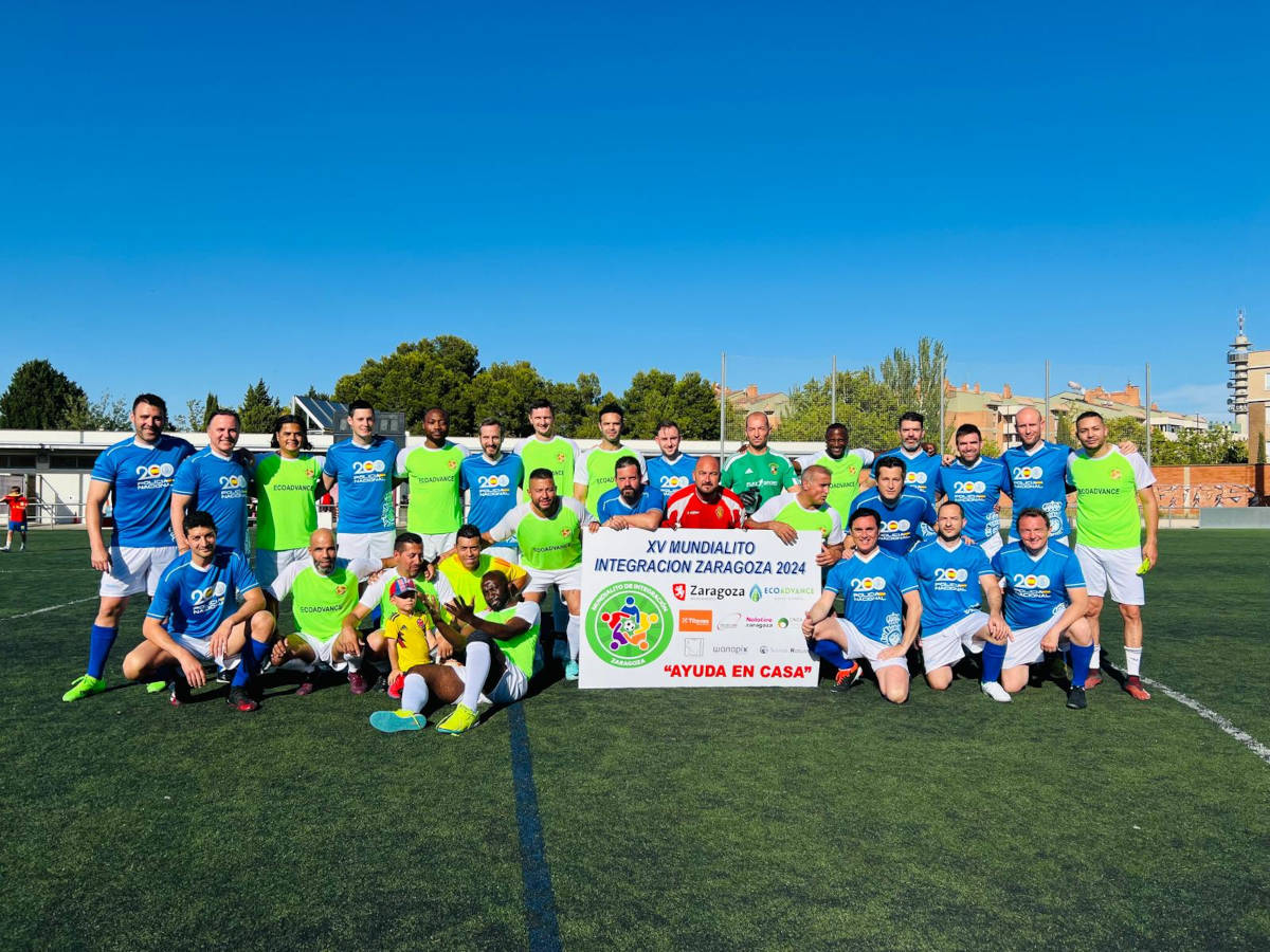 Partido amistoso Policía Nacional vs Selección Inmigrantes Mundialito Integración Zaragoza 2024