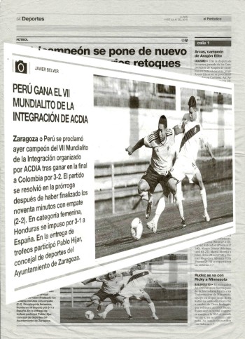 Perú gana el VII Mundialito Integración Zaragoza de ACDIA